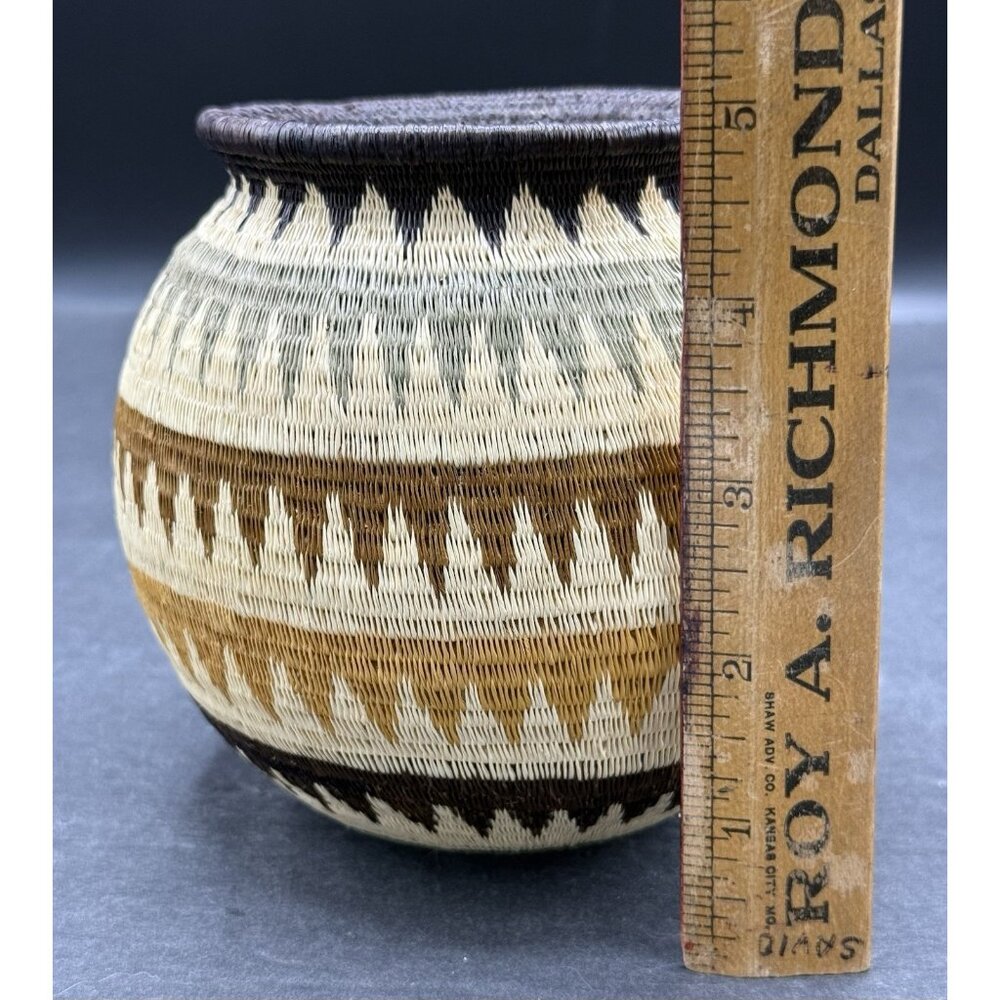 Hand Woven Fine Art Wounaan Werregue Basket Vessel Bowl 5"x 5" - Picture 8 of 9